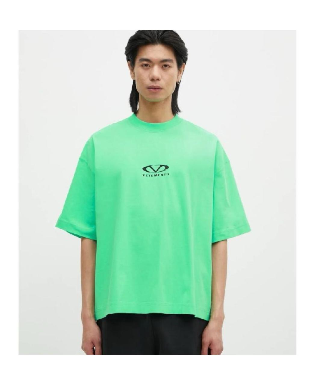 VETEMENTS Зеленая хлопковая футболка, фото 4