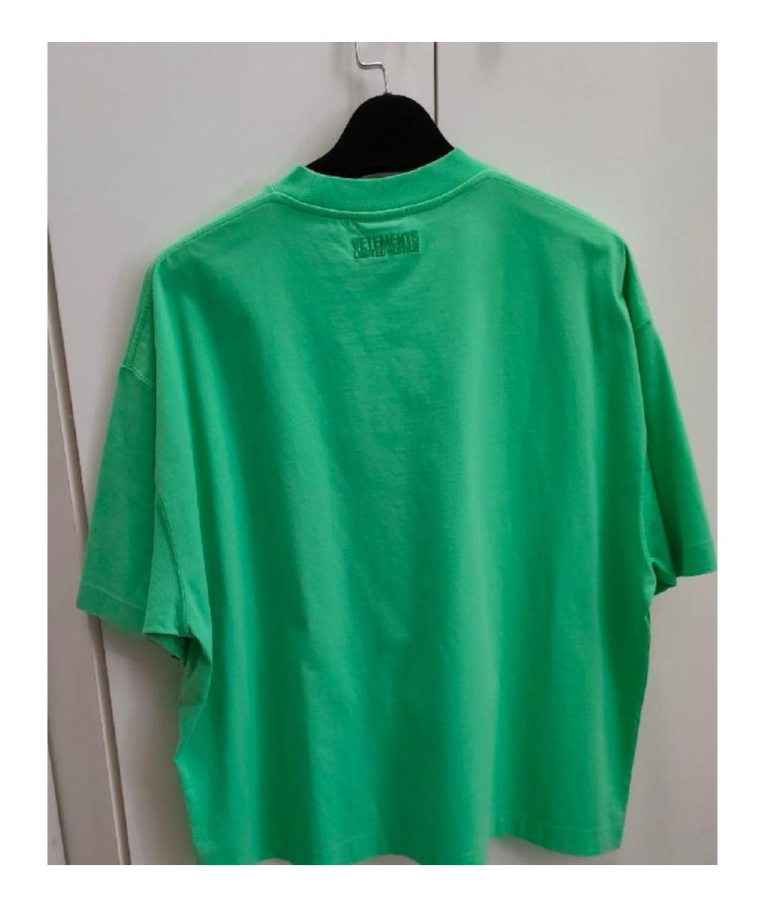 VETEMENTS Зеленая хлопковая футболка, фото 2