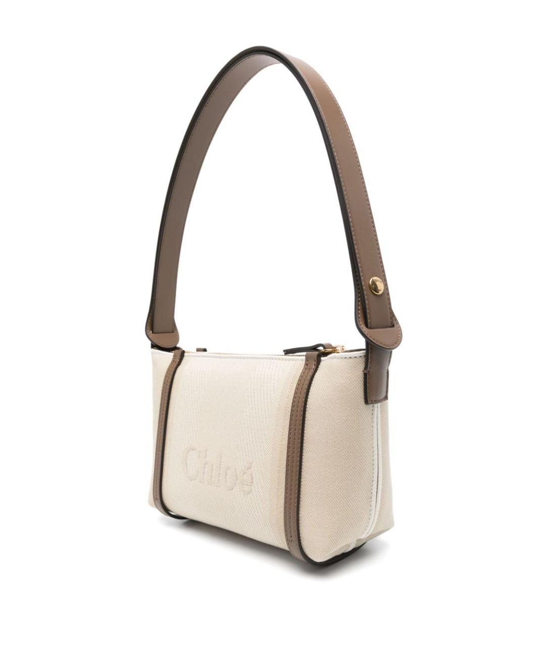 CHLOE Бежевая хлопковая сумка с короткими ручками, фото 4