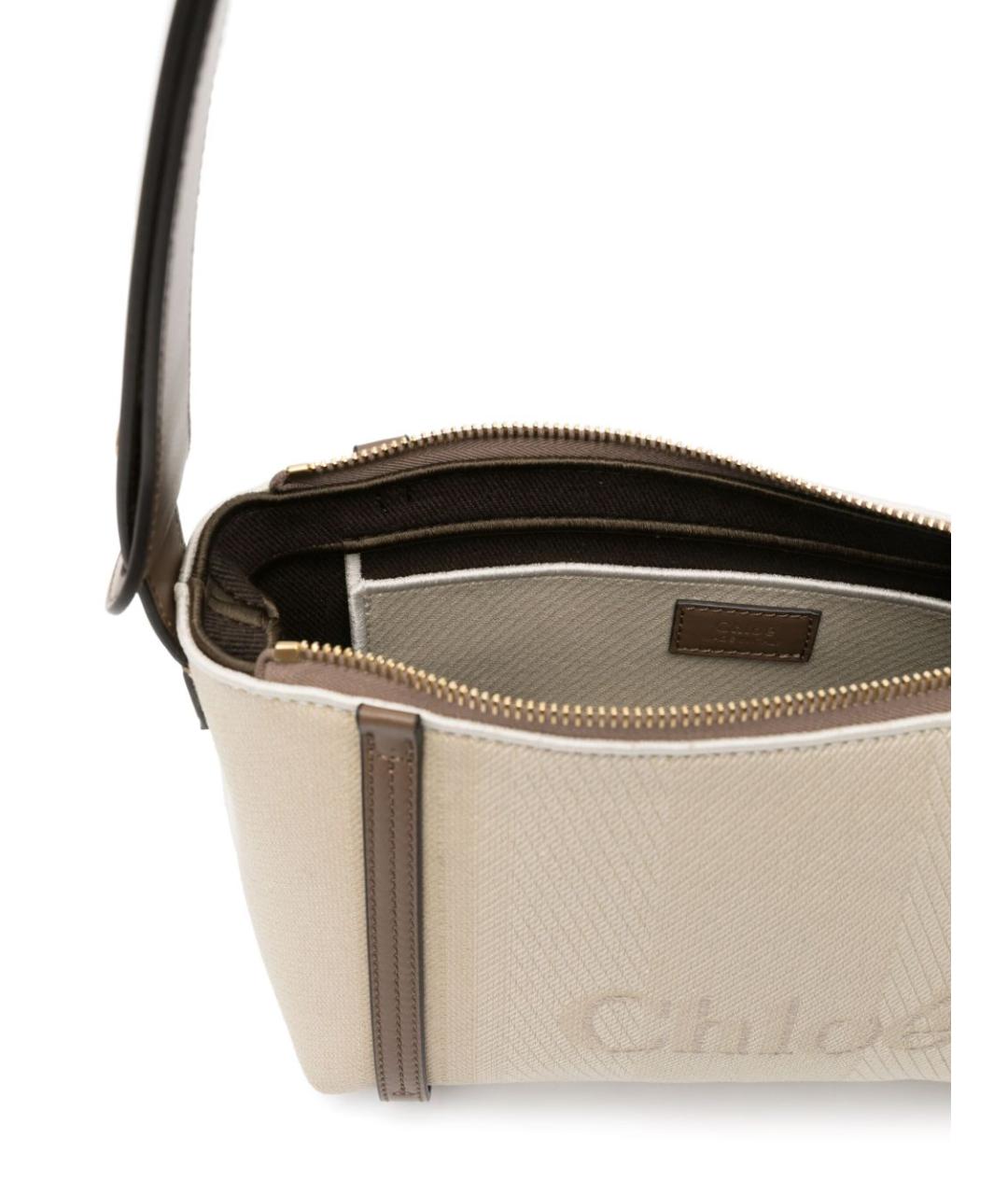 CHLOE Бежевая хлопковая сумка с короткими ручками, фото 2