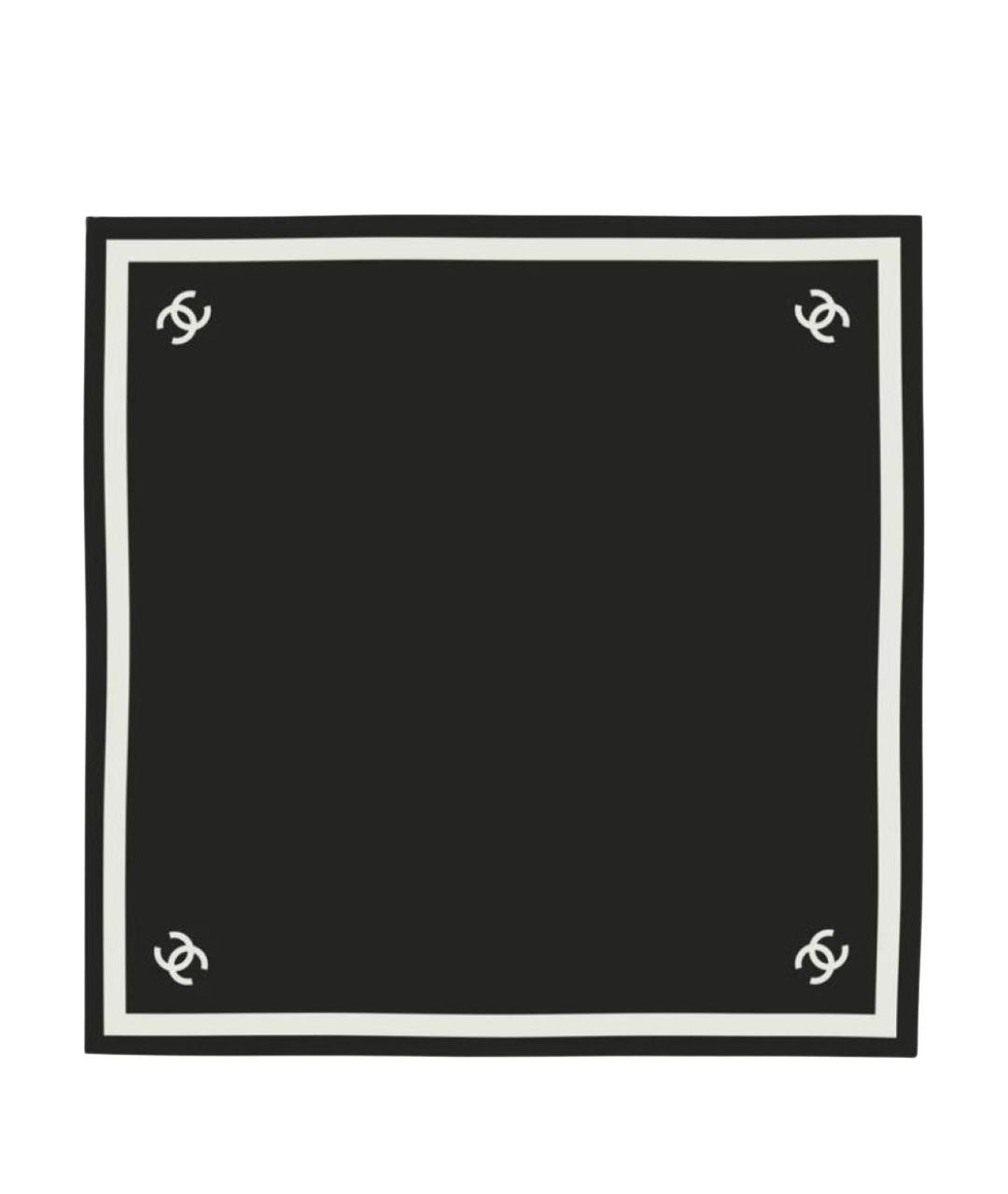 CHANEL Черный шелковый платок, фото 1