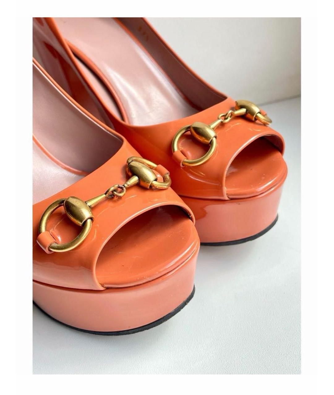 GUCCI Коралловые кожаные туфли, фото 2