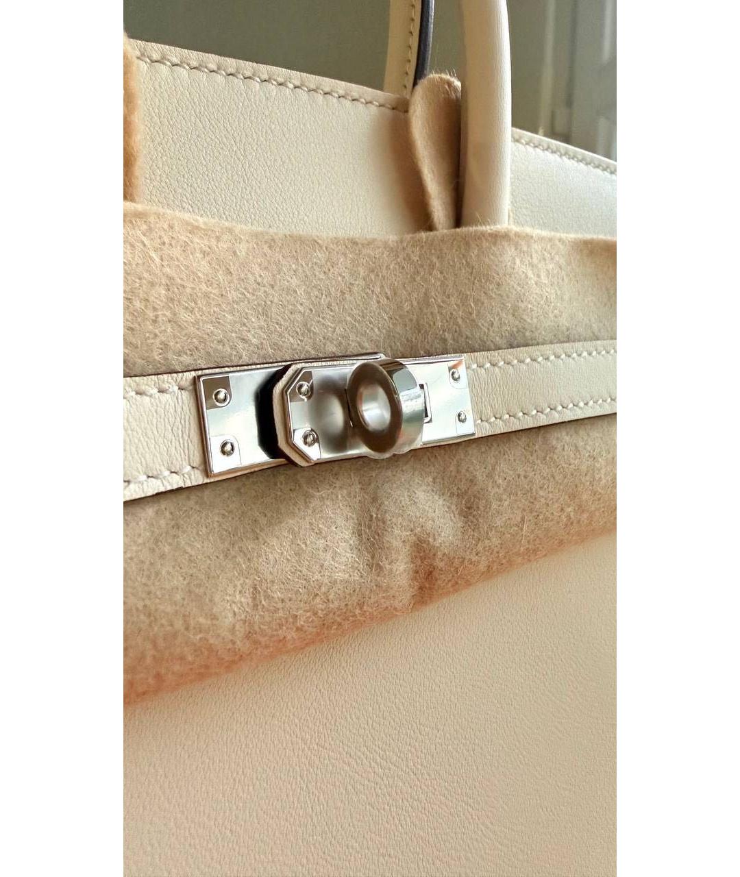 HERMES Бежевая кожаная сумка с короткими ручками, фото 6