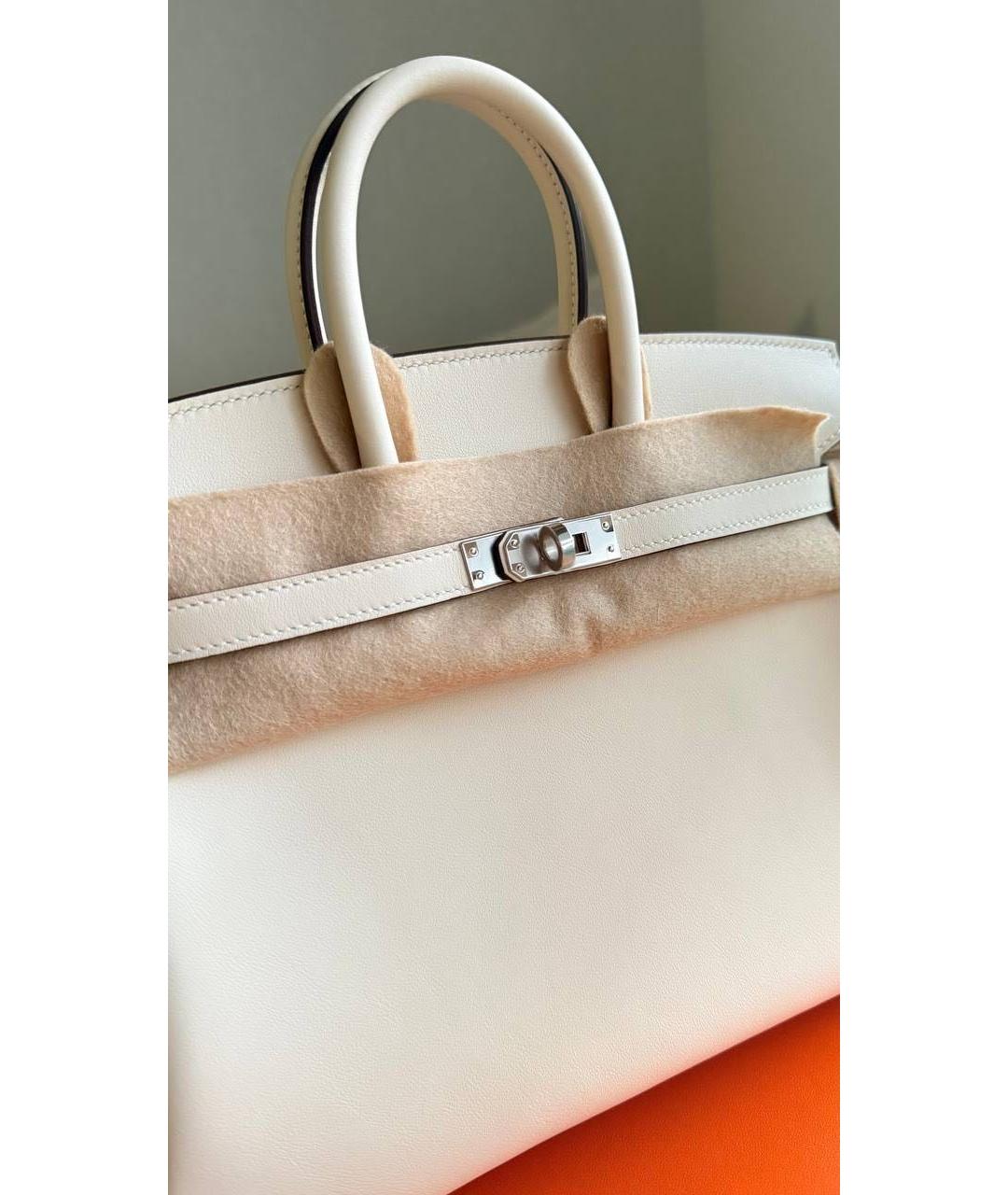 HERMES Бежевая кожаная сумка с короткими ручками, фото 4