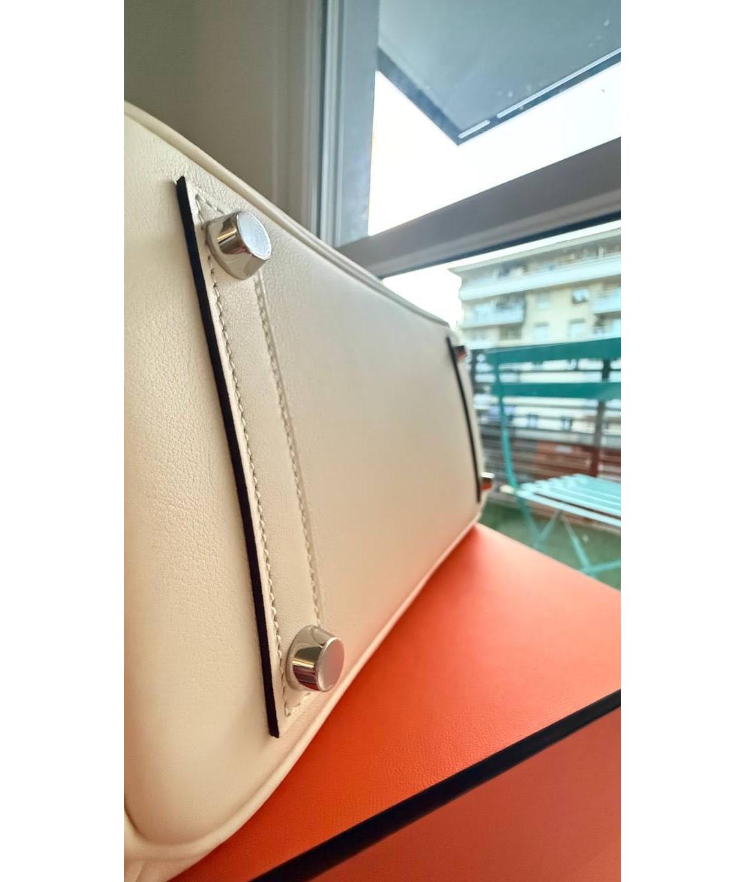 HERMES Бежевая кожаная сумка с короткими ручками, фото 7