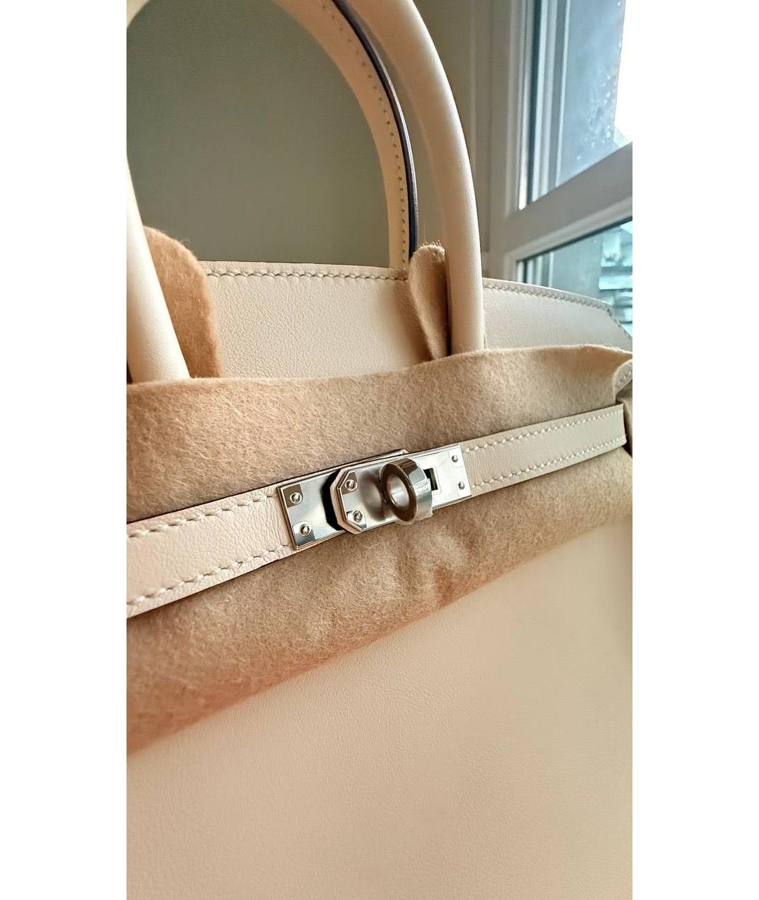 HERMES Бежевая кожаная сумка с короткими ручками, фото 8