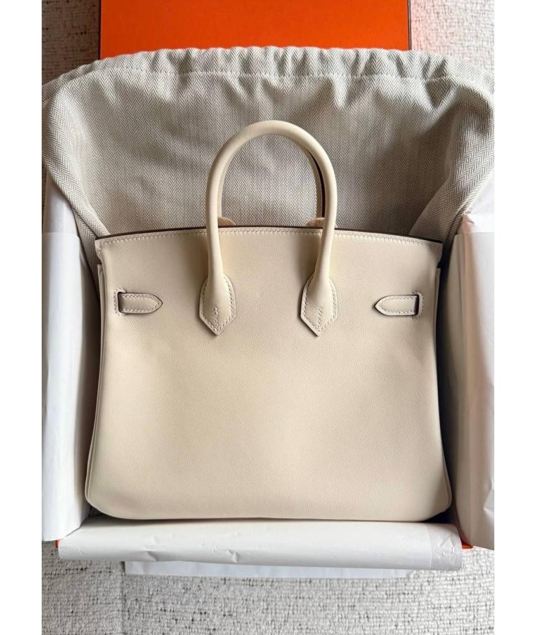 HERMES Бежевая кожаная сумка с короткими ручками, фото 3