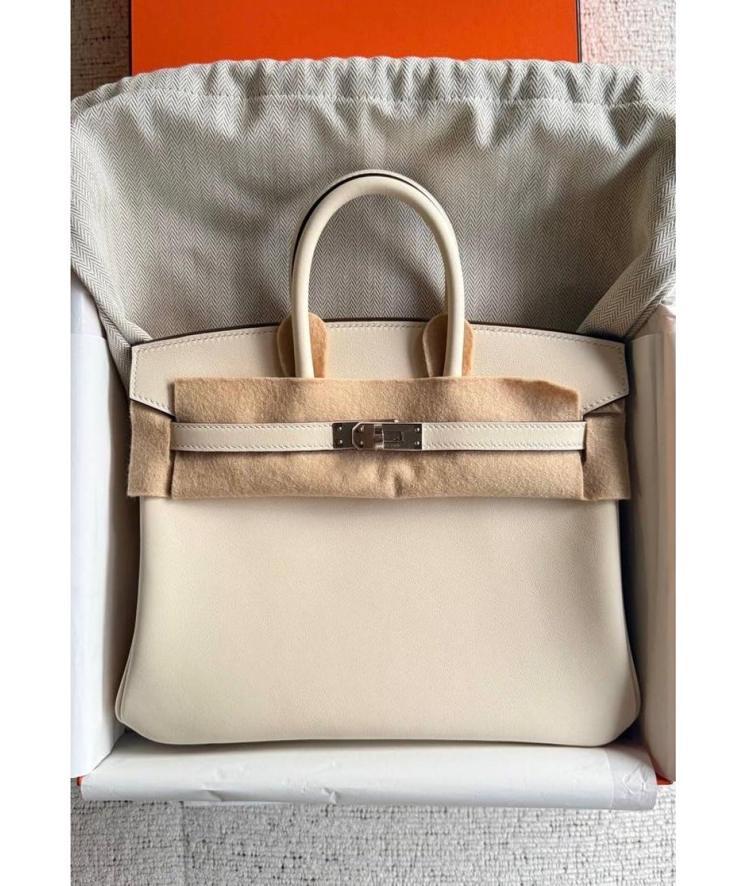 HERMES Бежевая кожаная сумка с короткими ручками, фото 2