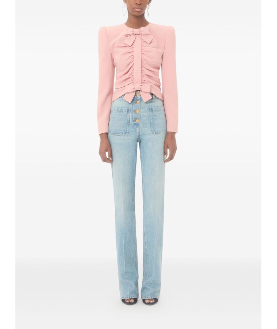 VALENTINO Голубые хлопковые прямые джинсы, фото 3