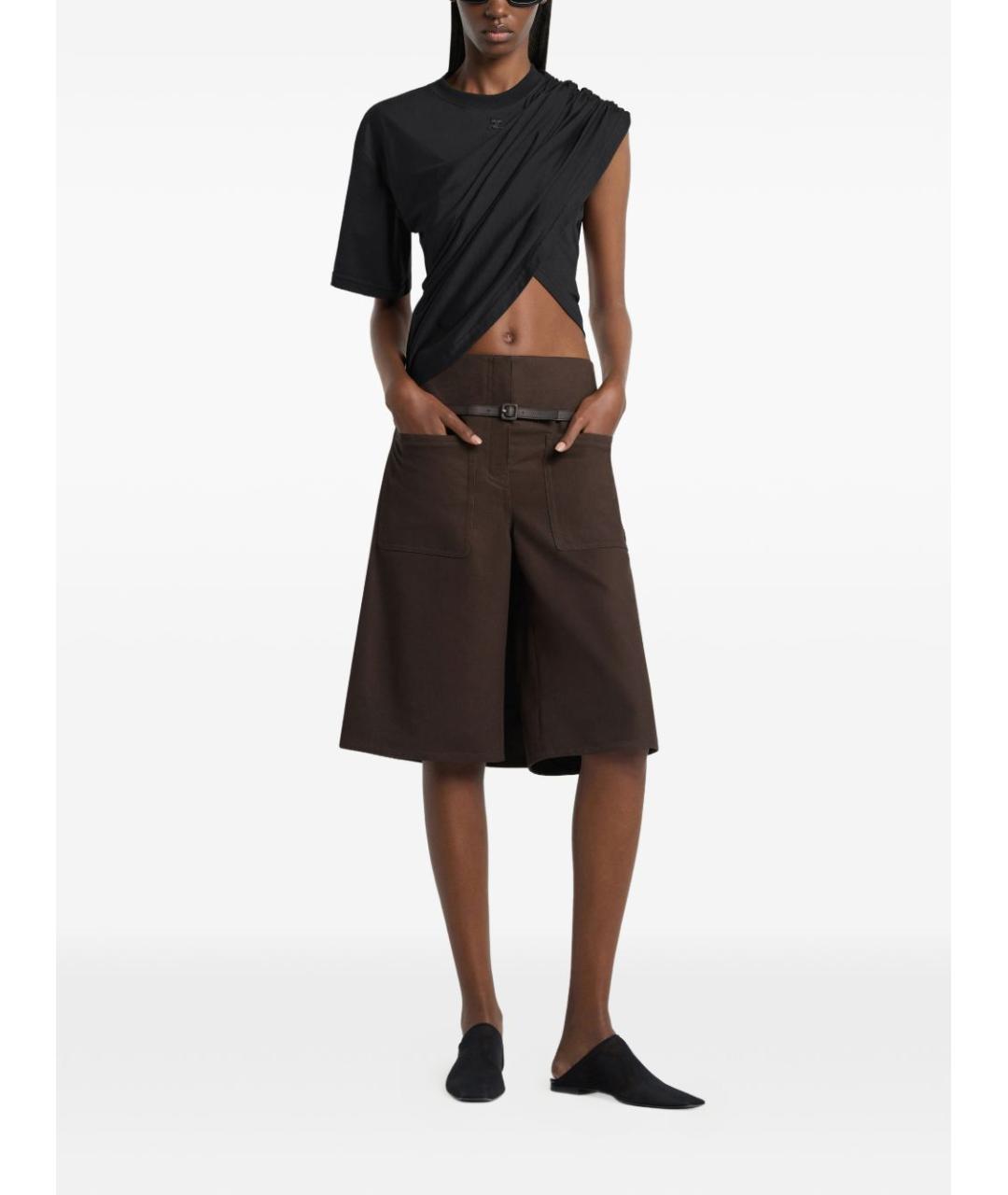 COURREGES Черная хлопковая футболка, фото 2