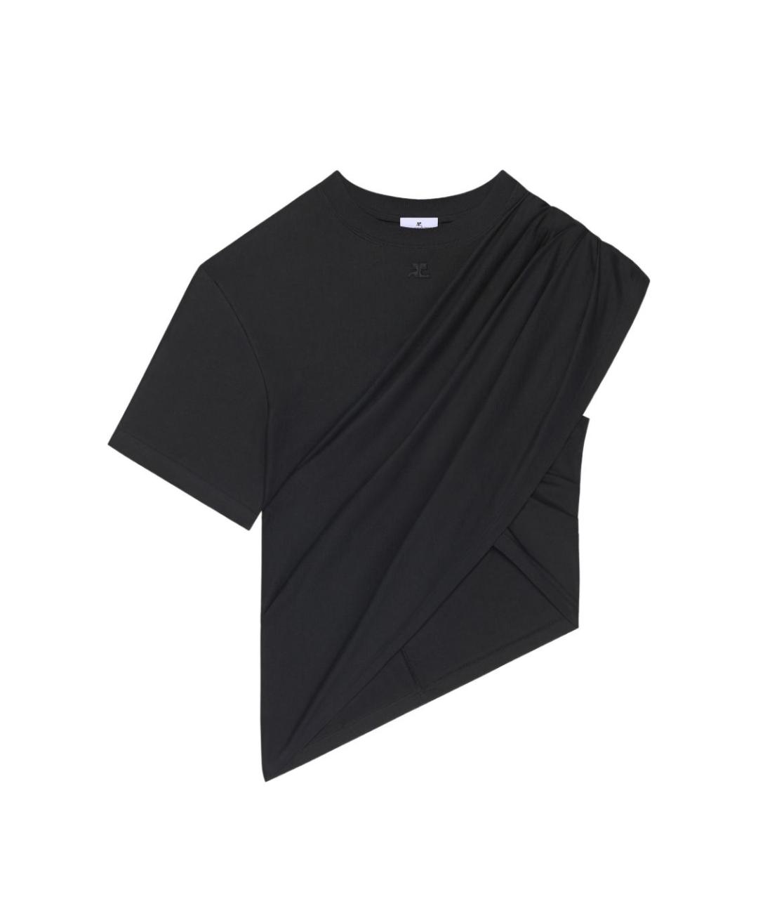 COURREGES Черная хлопковая футболка, фото 1