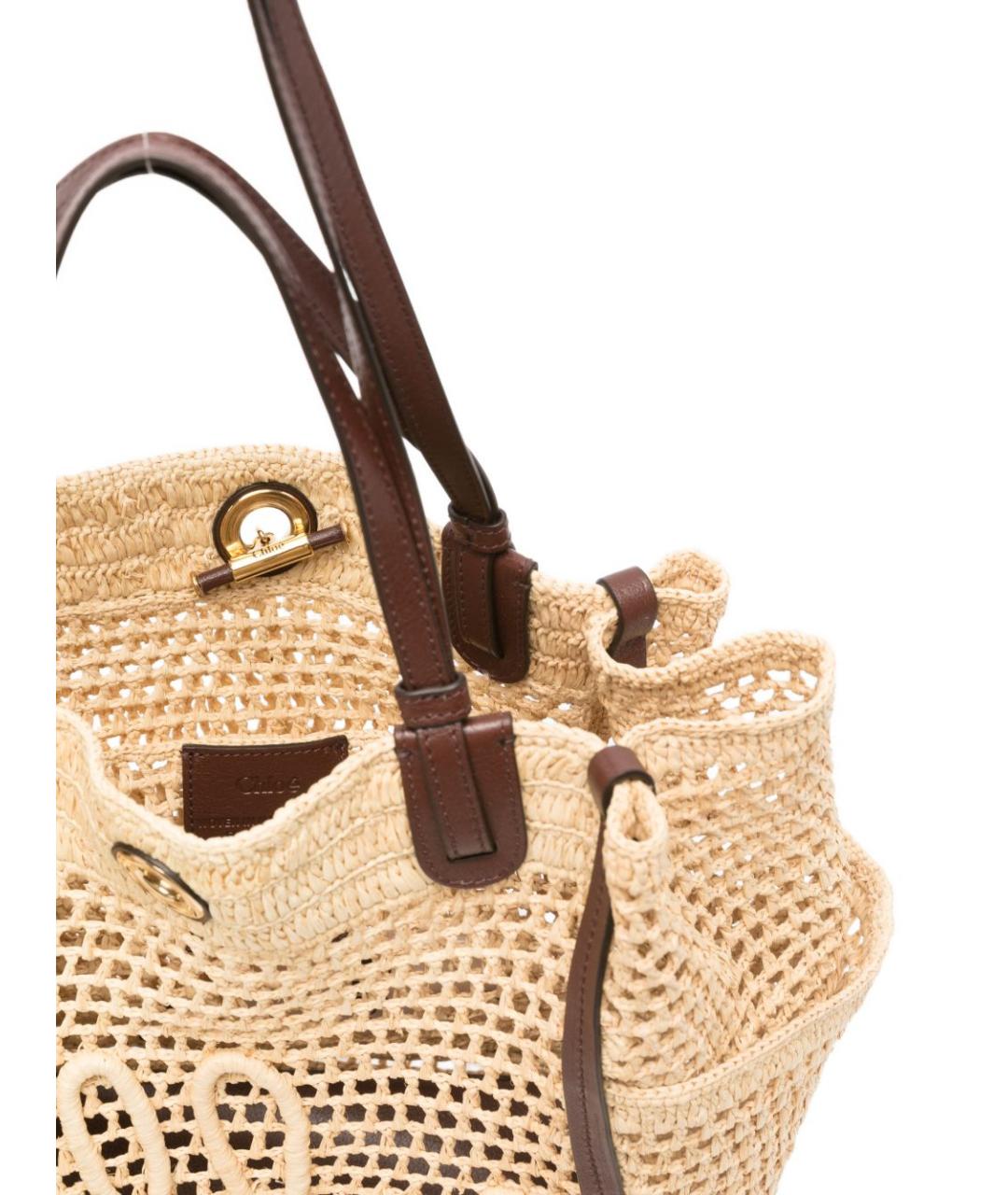 CHLOE Бежевая пелетеная сумка тоут, фото 3