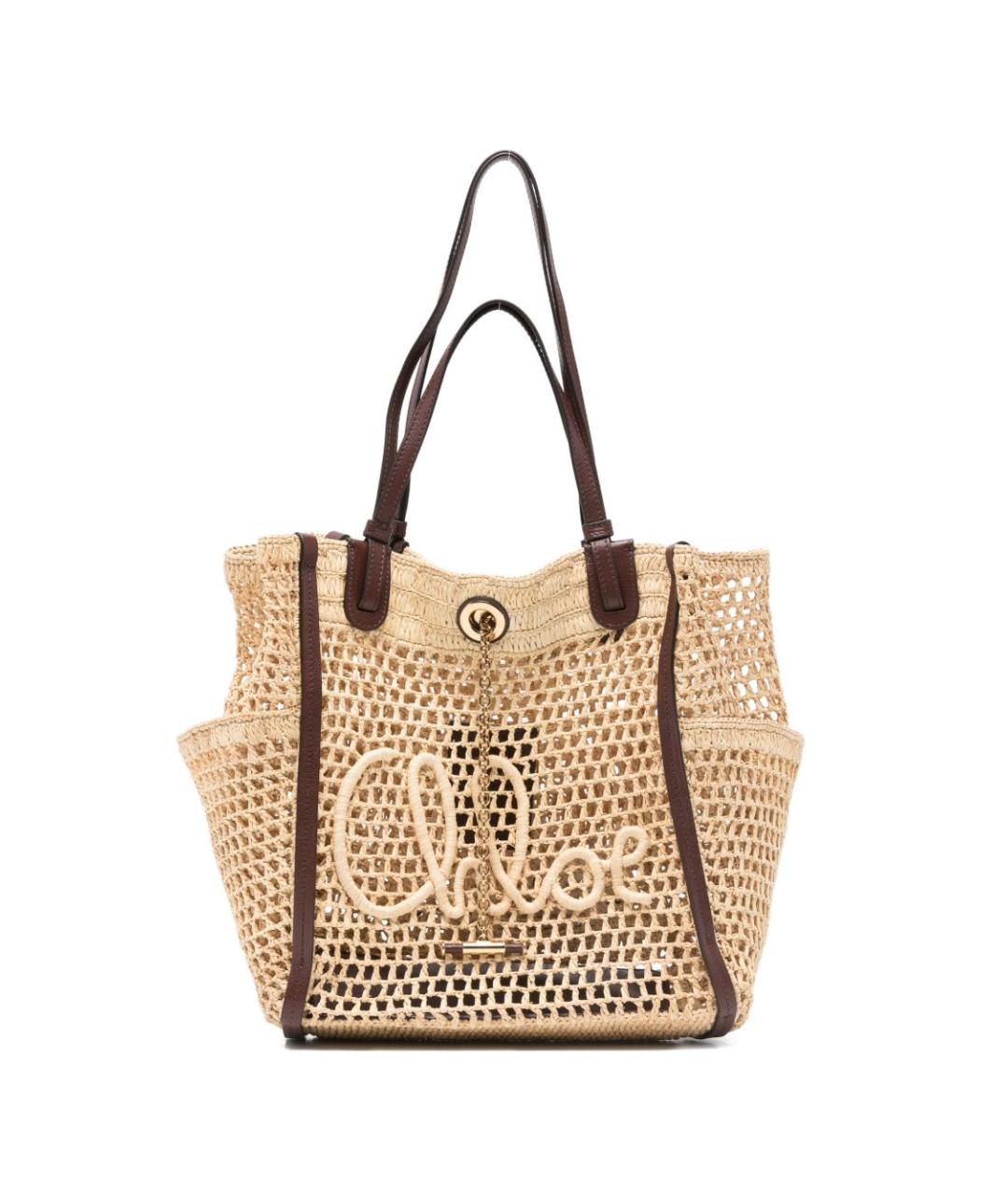 CHLOE Бежевая пелетеная сумка тоут, фото 1