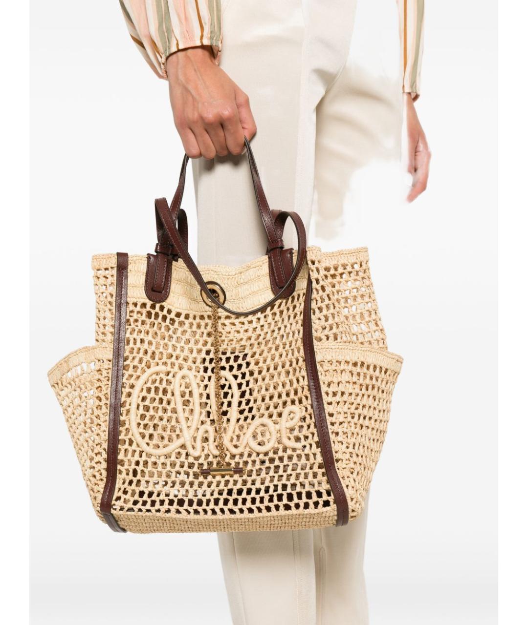 CHLOE Бежевая пелетеная сумка тоут, фото 2
