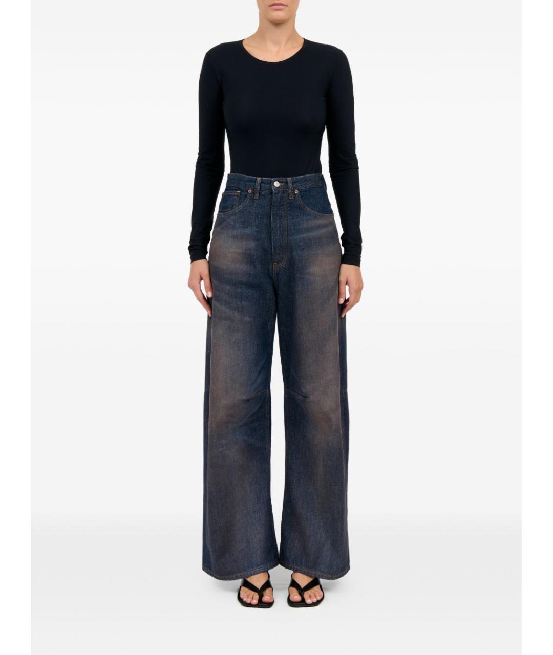 MM6 MAISON MARGIELA Темно-синие хлопковые прямые джинсы, фото 6