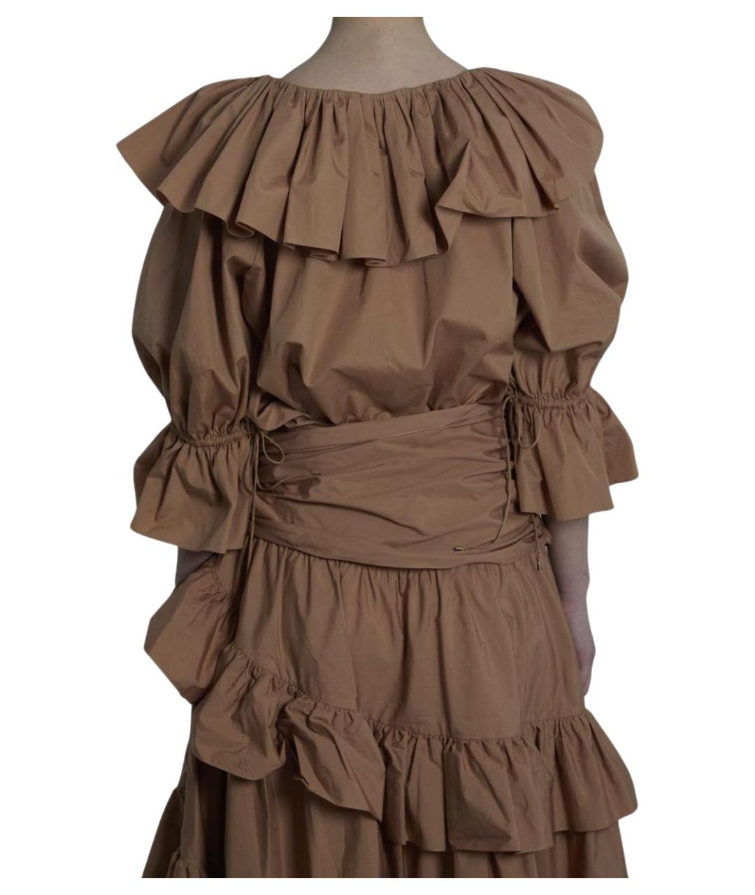 CHLOE Коричневая хлопковая юбка миди, фото 3