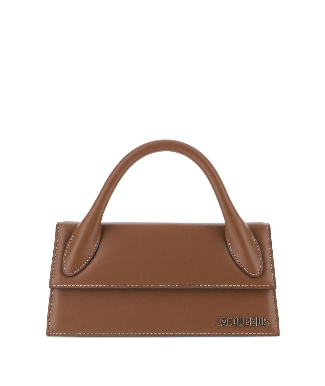 JACQUEMUS Коричневая кожаная сумка с короткими ручками, фото 1