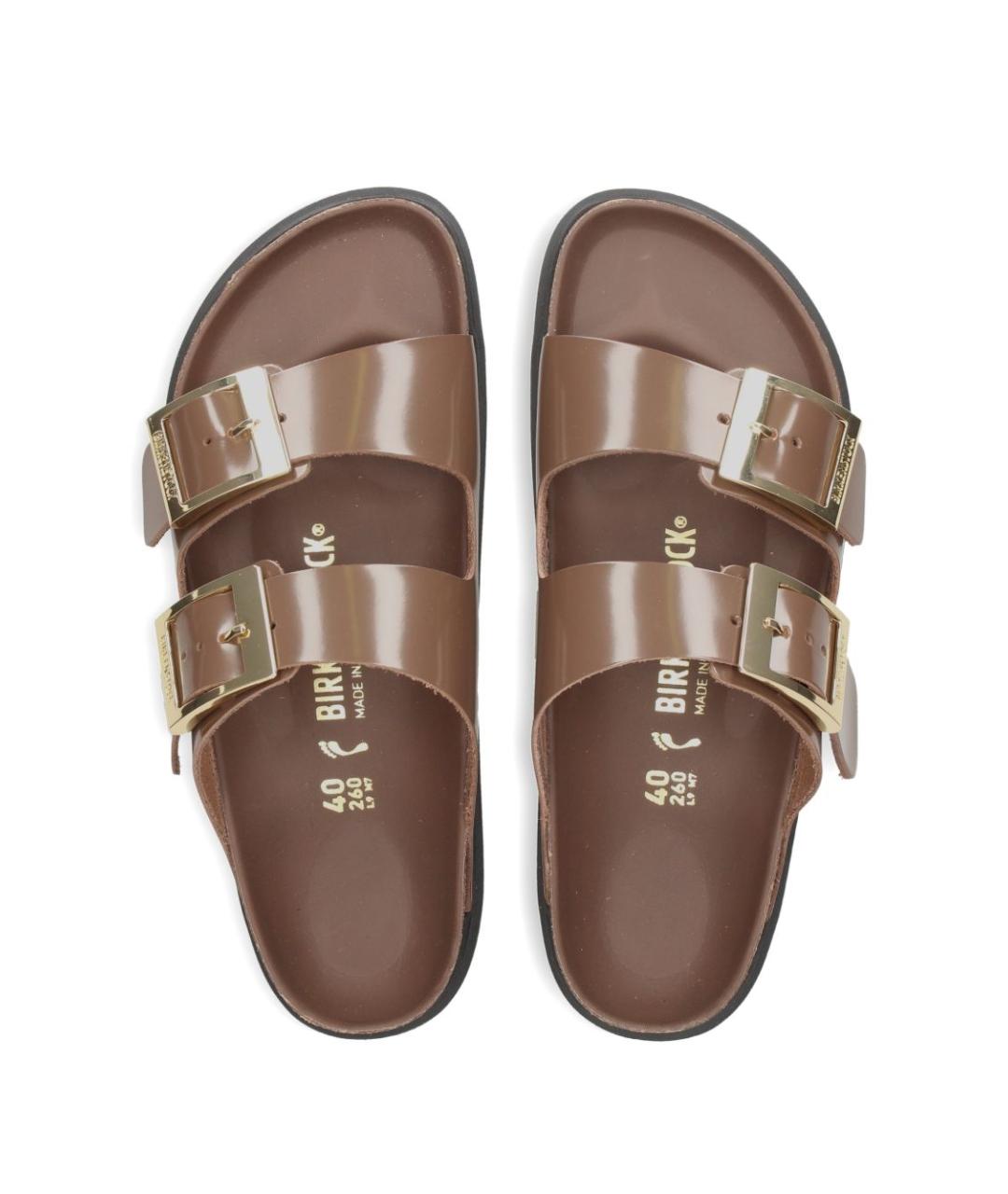 BIRKENSTOCK Коричневые кожаные сандалии, фото 3