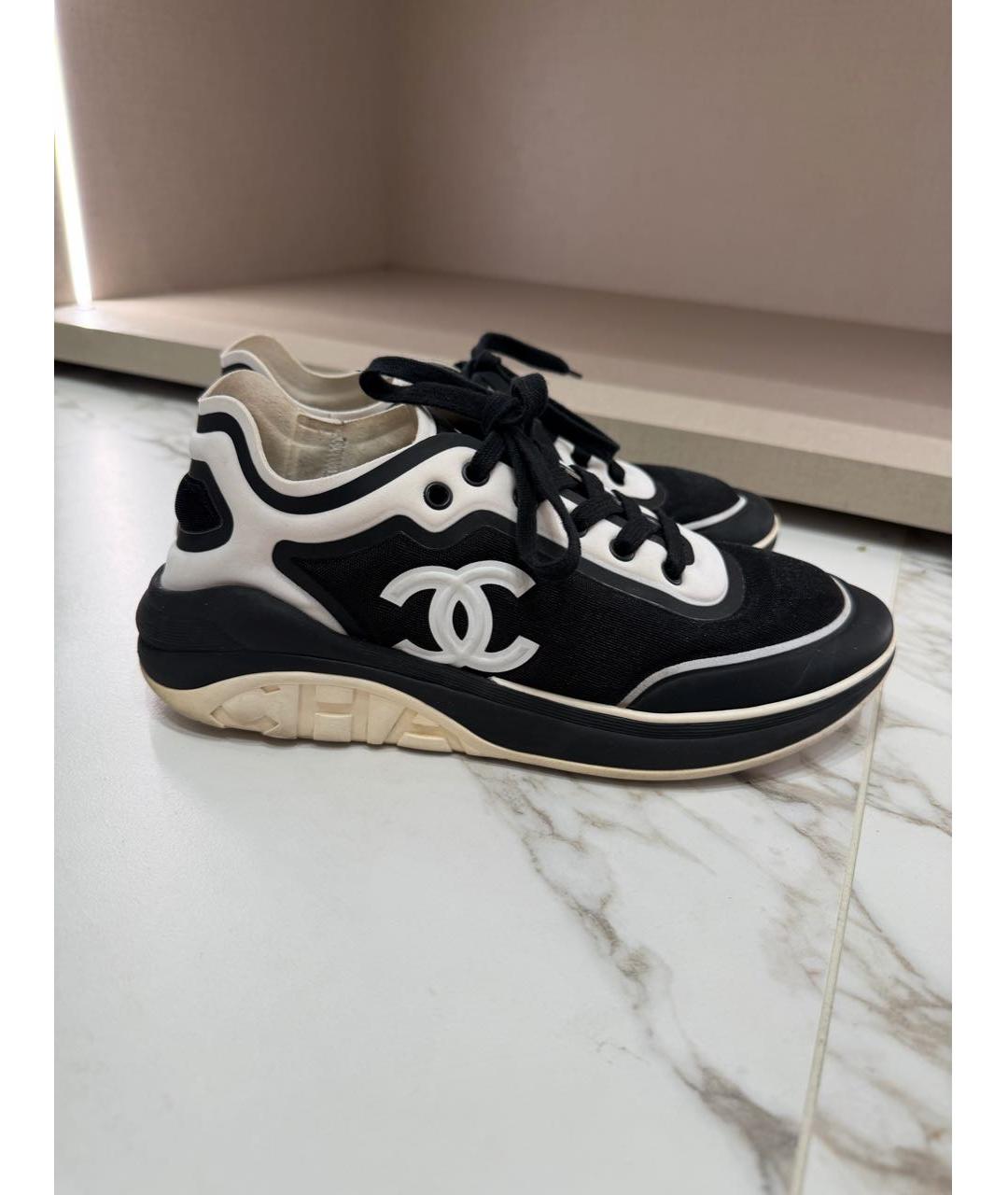 CHANEL Черные неопреновые кроссовки, фото 5