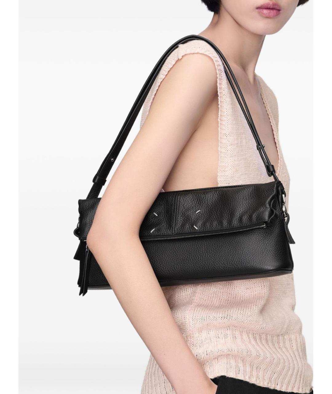 MAISON MARGIELA Черная кожаная сумка через плечо, фото 4