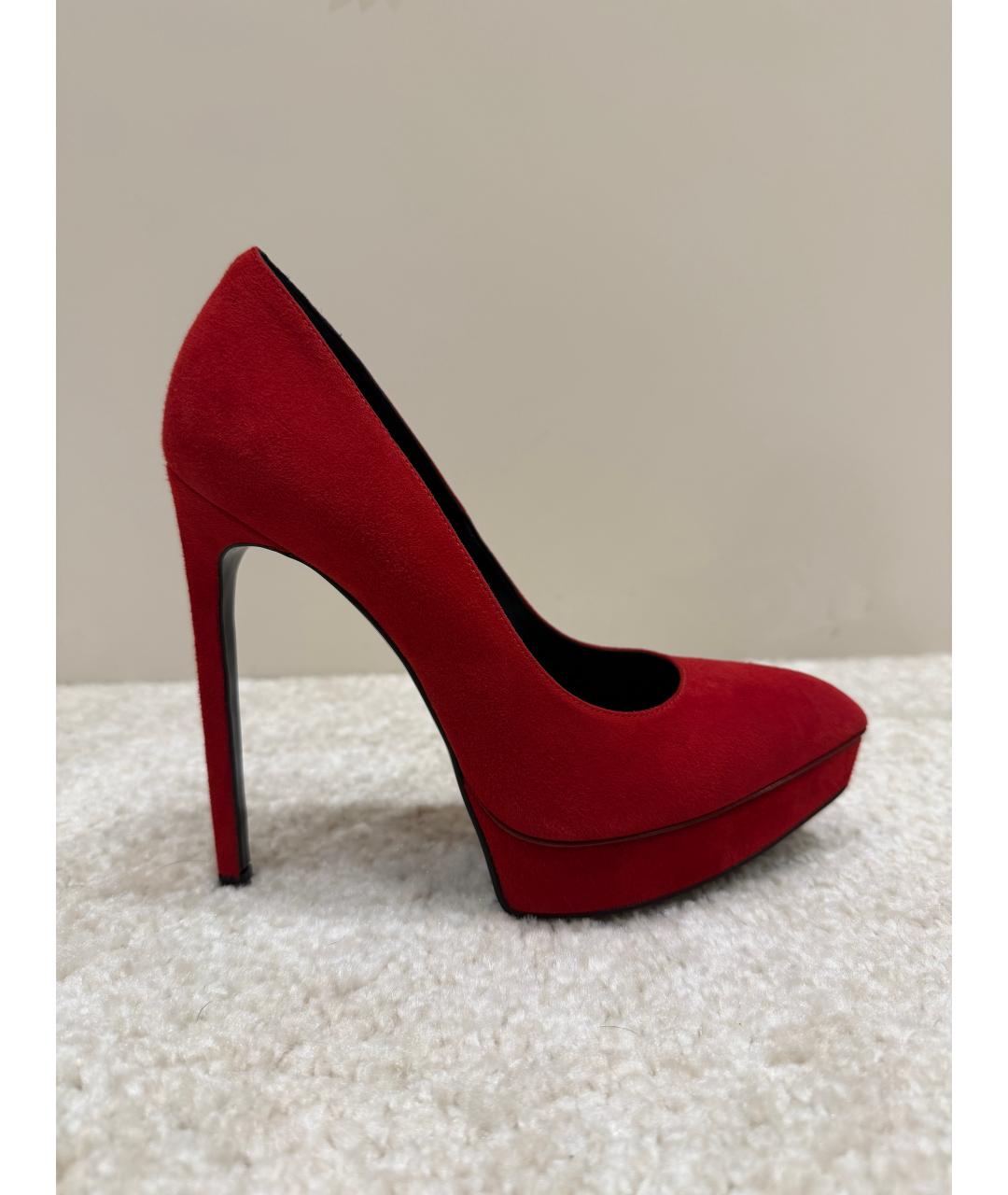 SAINT LAURENT Красные замшевые туфли, фото 7