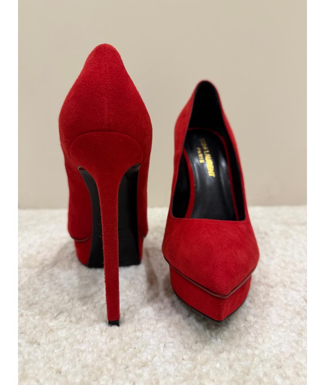 SAINT LAURENT Красные замшевые туфли, фото 6