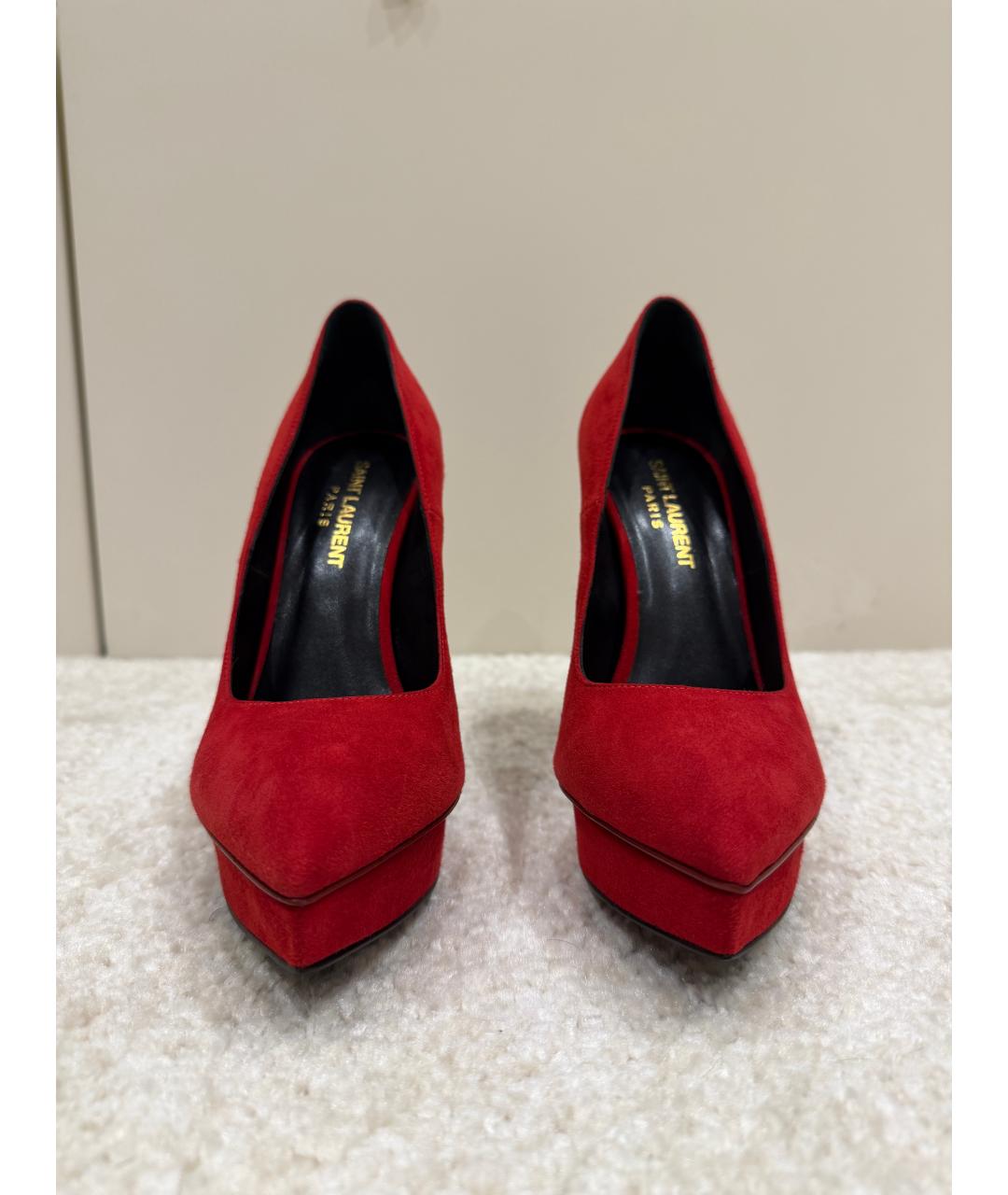SAINT LAURENT Красные замшевые туфли, фото 2