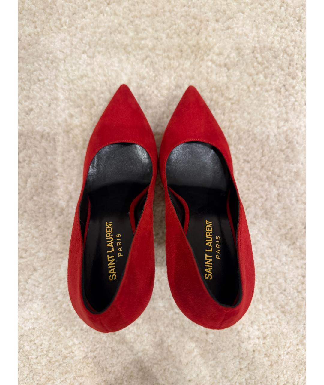 SAINT LAURENT Красные замшевые туфли, фото 3