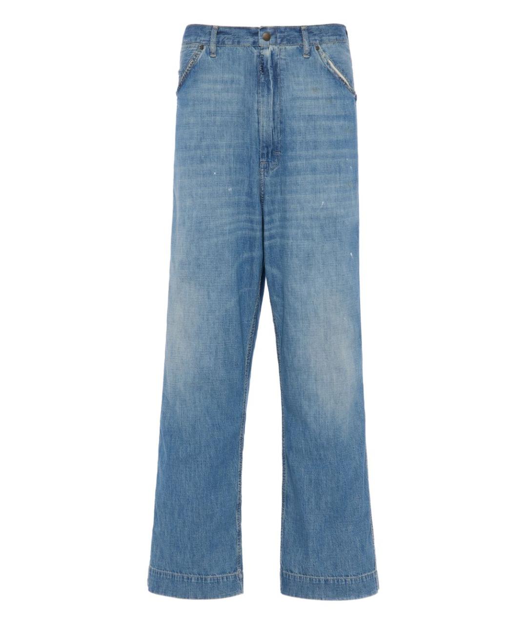 MAISON MARGIELA Голубые хлопковые прямые джинсы, фото 1