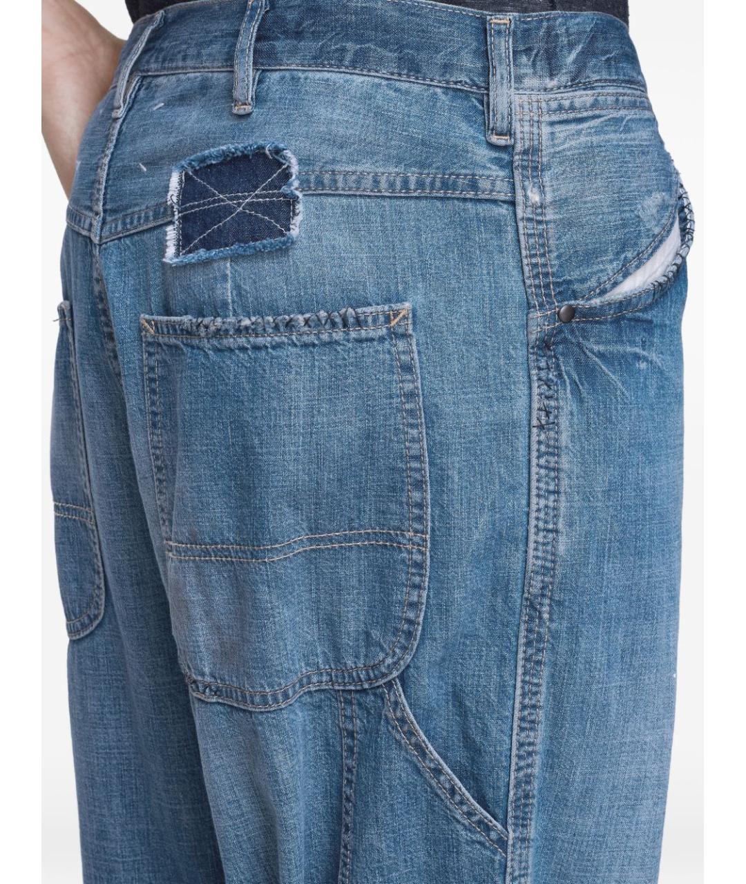 MAISON MARGIELA Голубые хлопковые прямые джинсы, фото 2