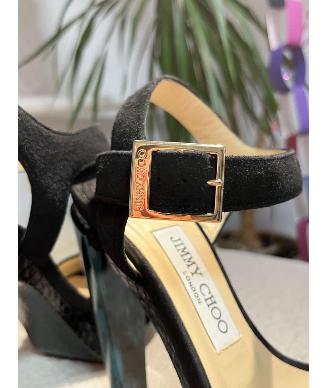 JIMMY CHOO Черные замшевые босоножки, фото 4