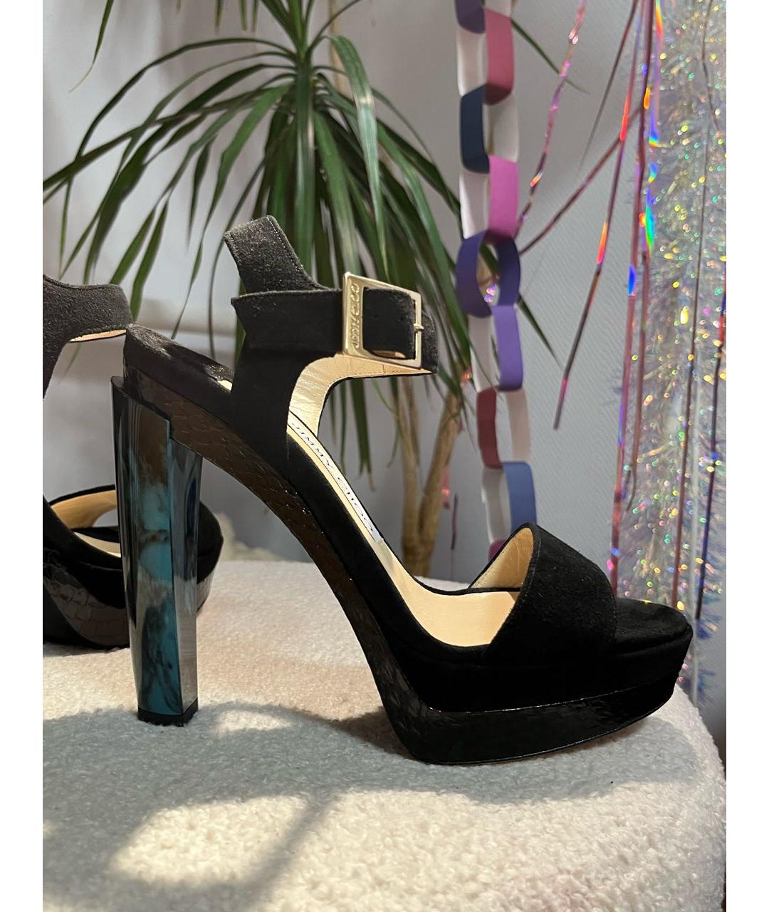 JIMMY CHOO Черные замшевые босоножки, фото 7