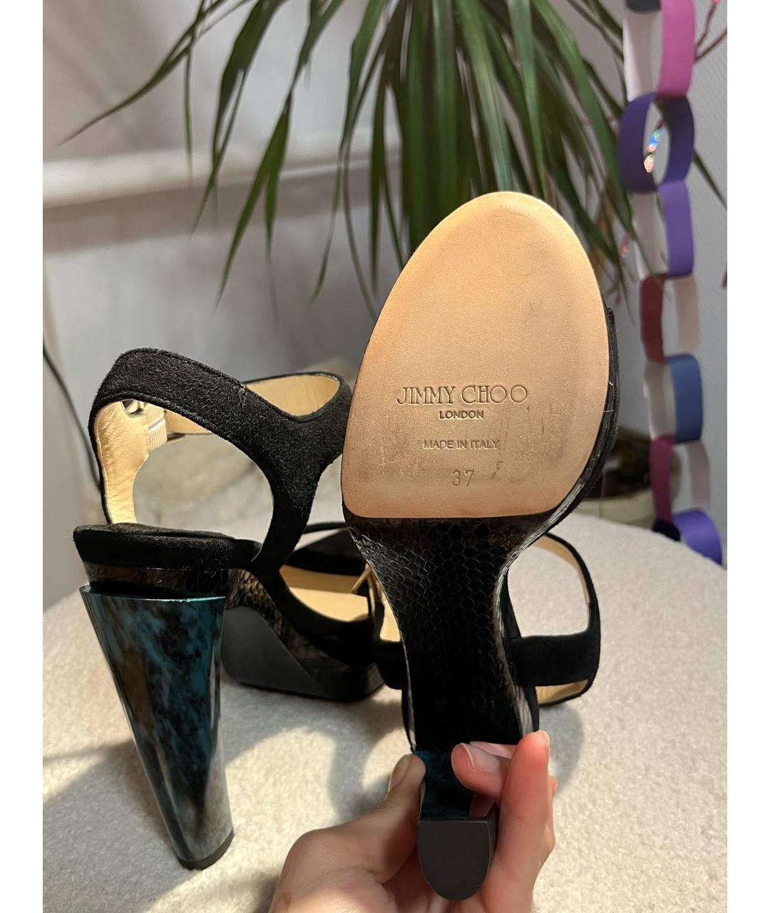 JIMMY CHOO Черные замшевые босоножки, фото 5