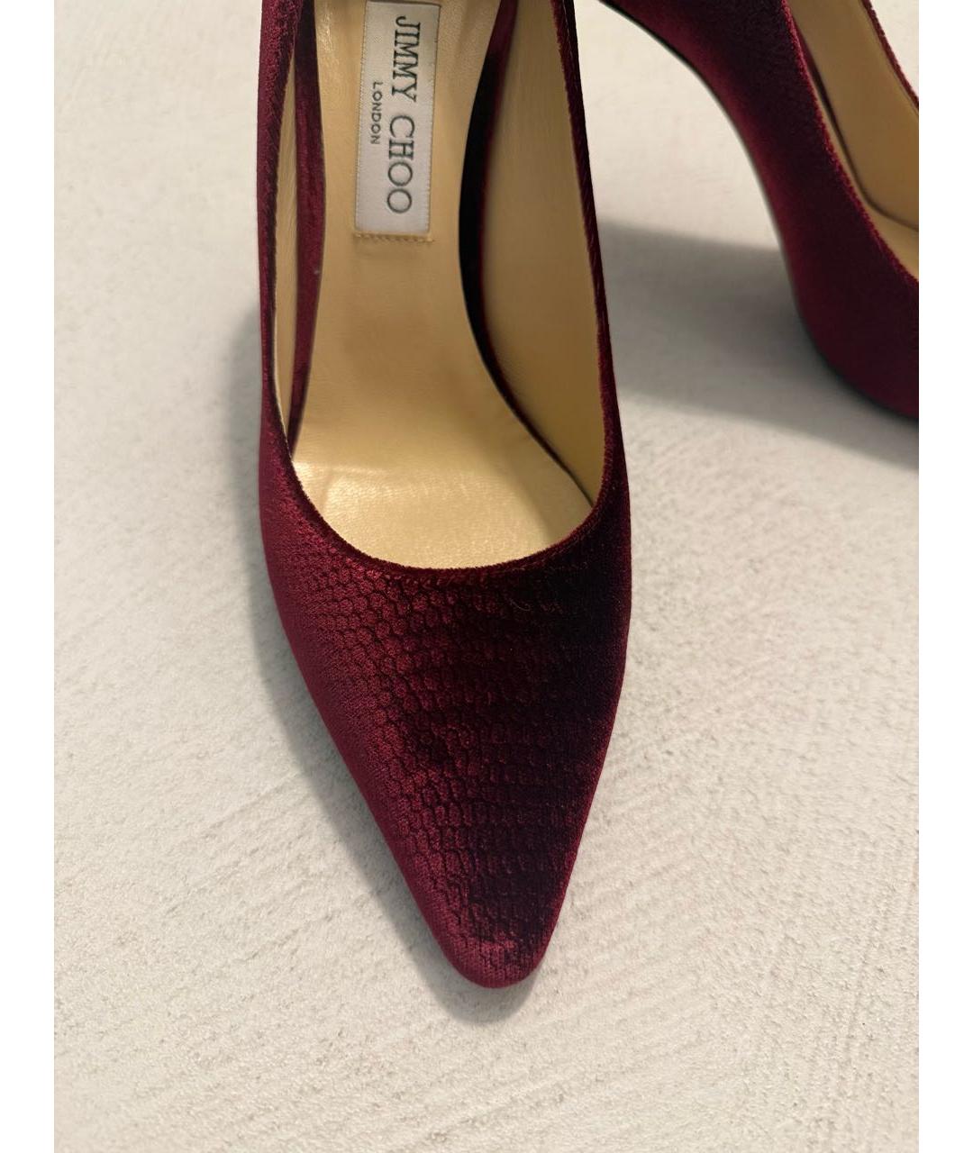 JIMMY CHOO Бордовые бархатные туфли, фото 7