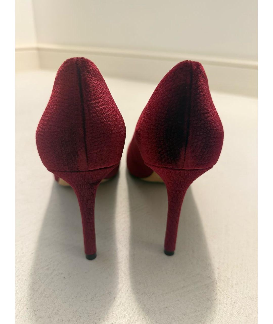 JIMMY CHOO Бордовые бархатные туфли, фото 4