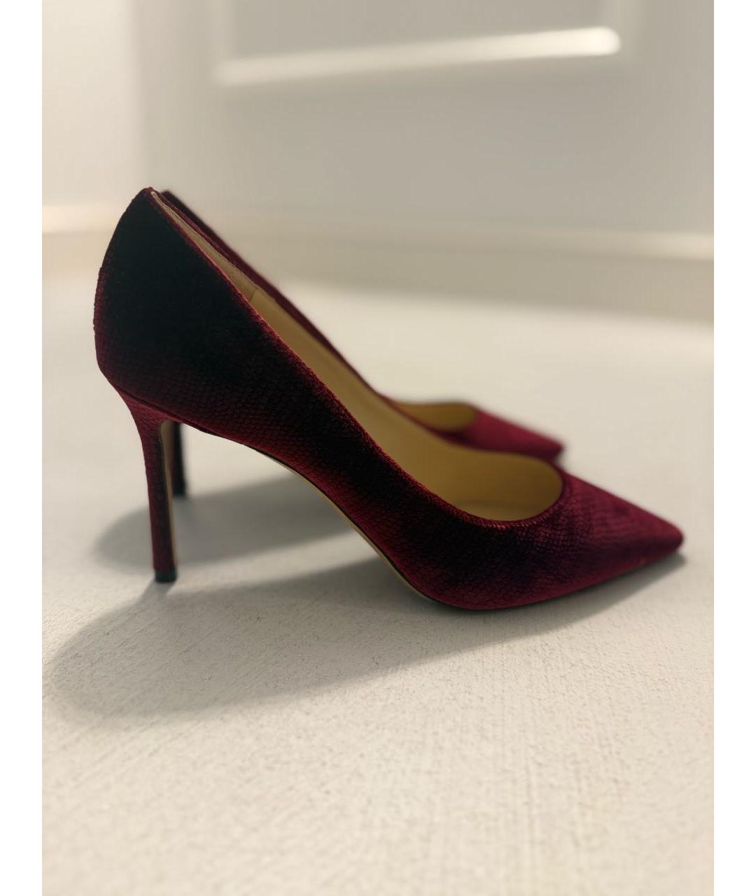 JIMMY CHOO Бордовые бархатные туфли, фото 9