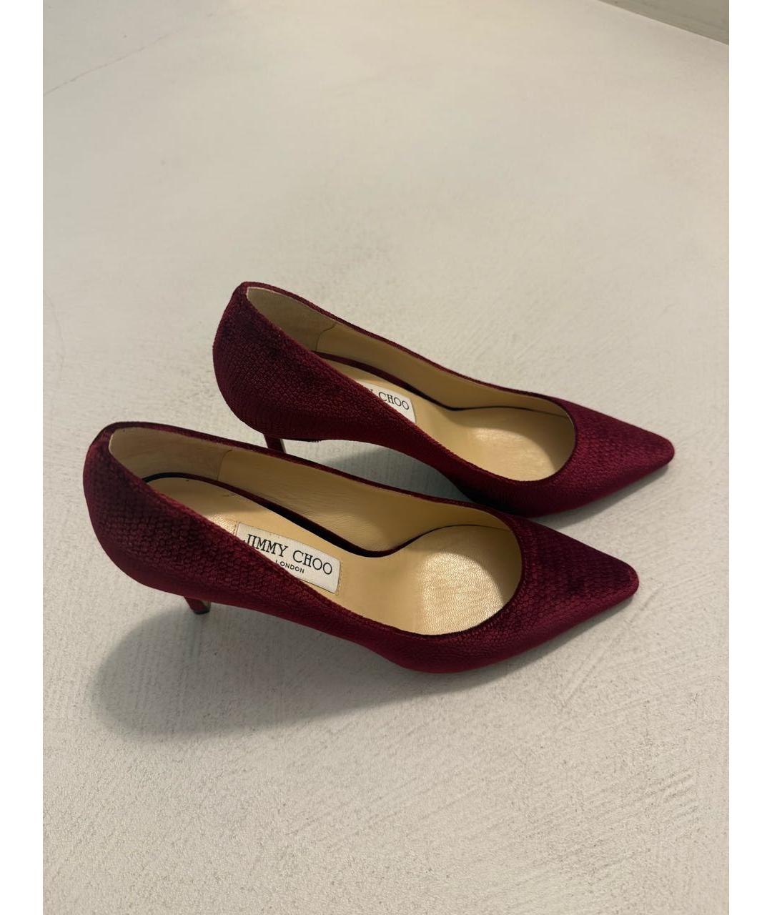 JIMMY CHOO Бордовые бархатные туфли, фото 8
