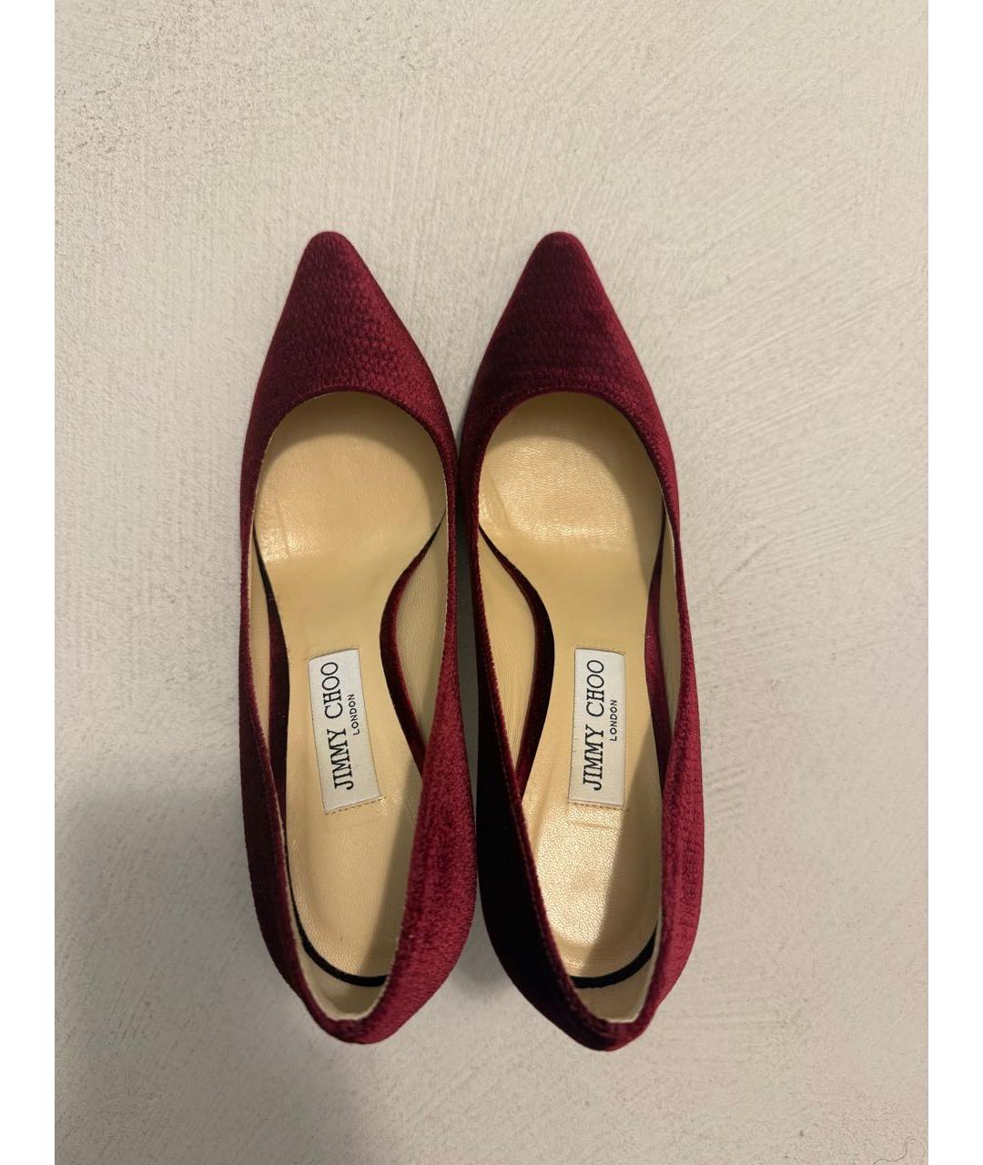 JIMMY CHOO Бордовые бархатные туфли, фото 3
