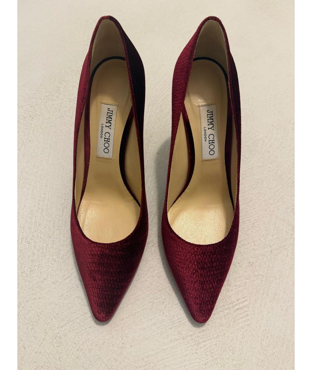 JIMMY CHOO Бордовые бархатные туфли, фото 2
