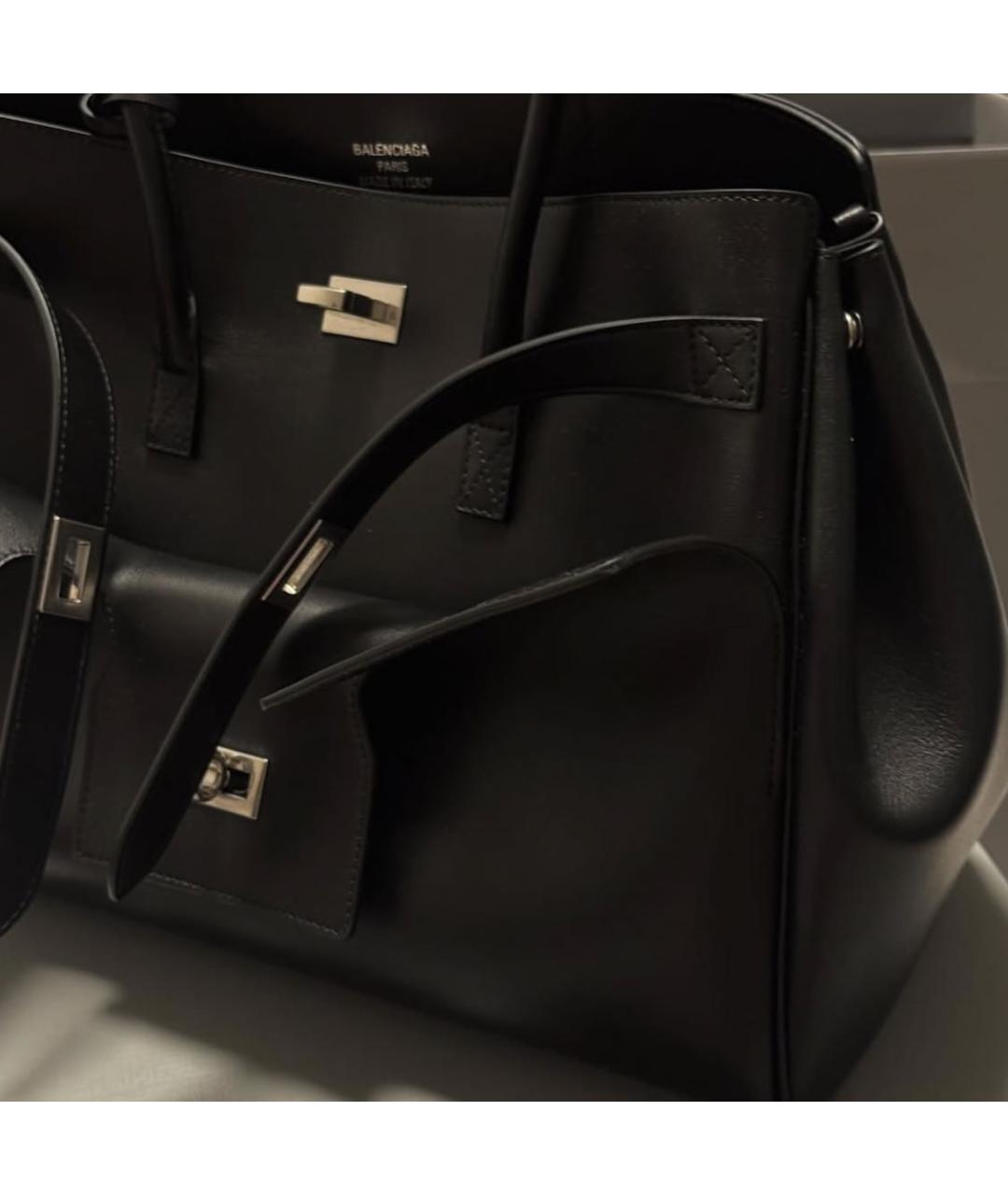 BALENCIAGA Черная кожаная сумка тоут, фото 2