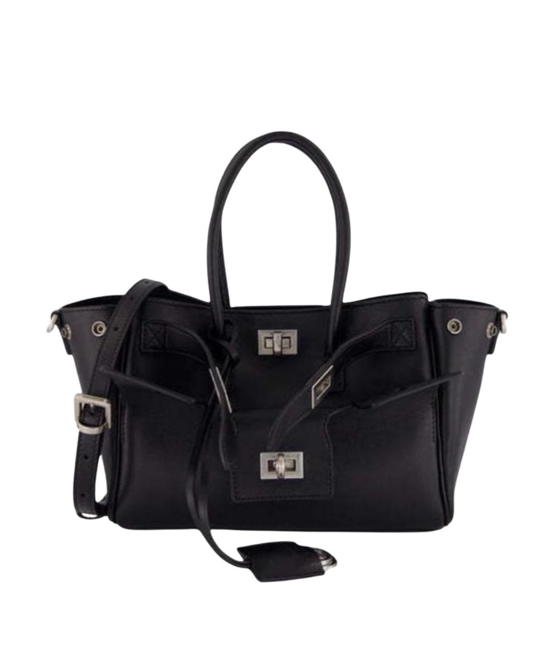 BALENCIAGA Черная кожаная сумка тоут, фото 1