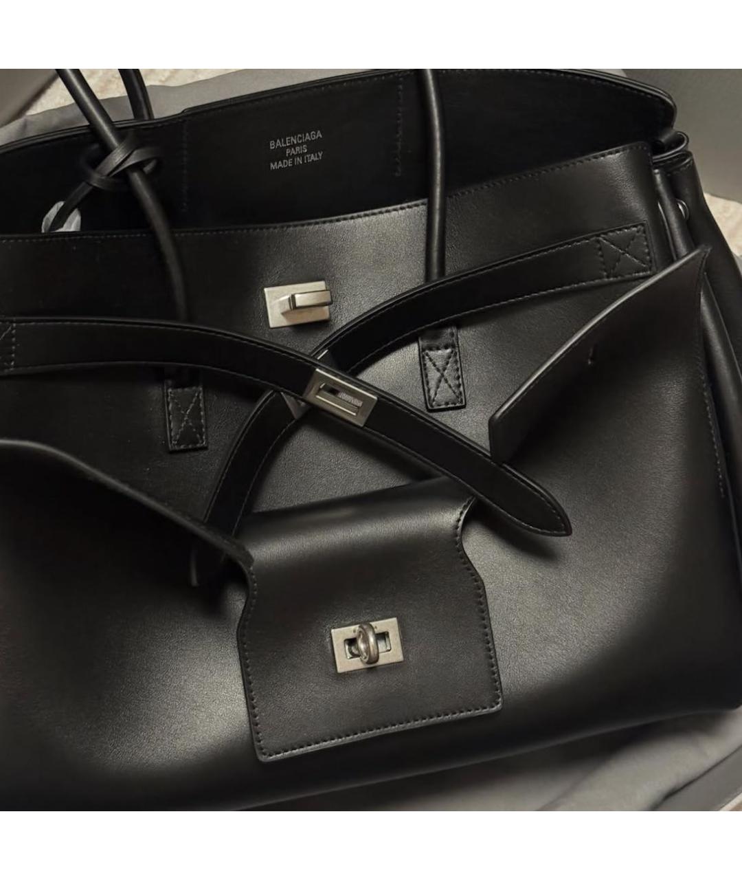 BALENCIAGA Черная кожаная сумка тоут, фото 3