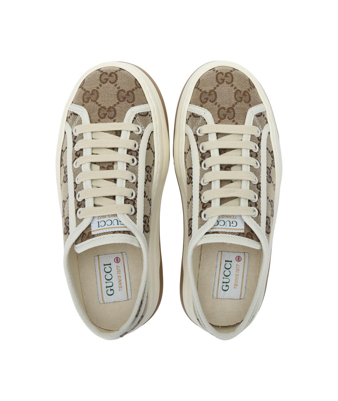 GUCCI Бежевые текстильные кроссовки, фото 3