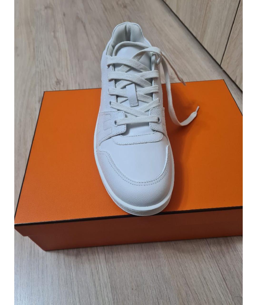 HERMES Белые кожаные кроссовки, фото 3