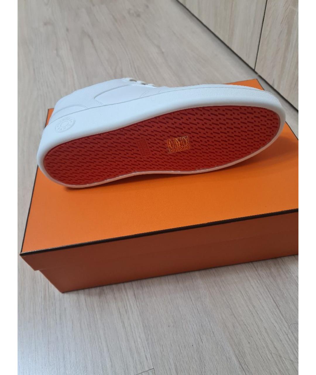 HERMES Белые кожаные кроссовки, фото 4