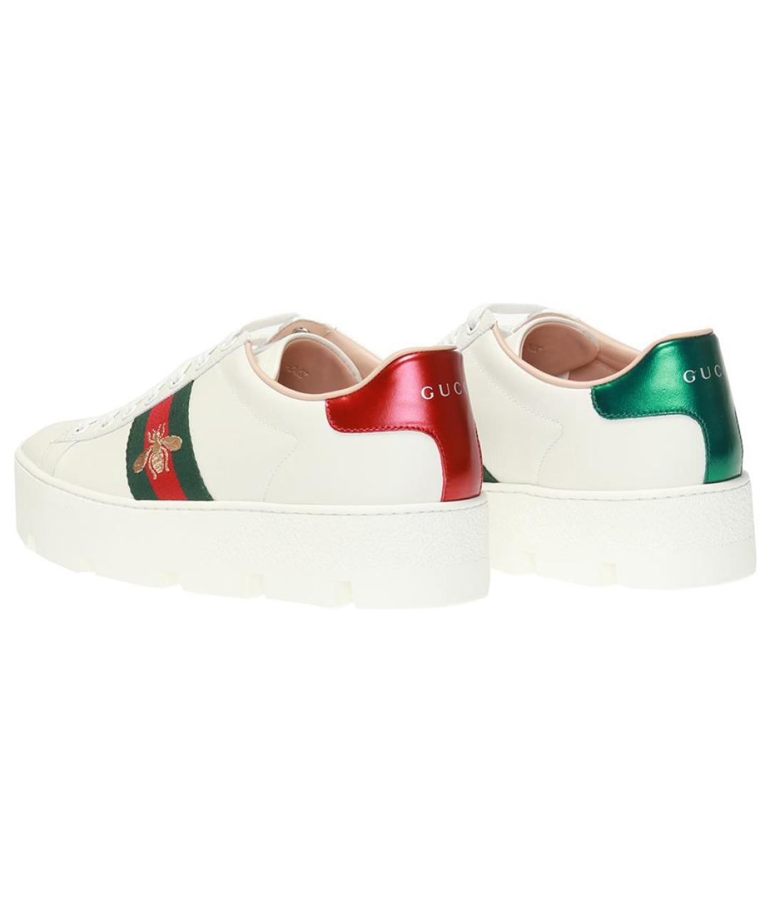 GUCCI Белые кожаные кроссовки, фото 4