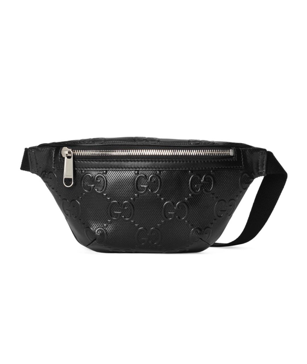 GUCCI Черная кожаная поясная сумка, фото 1