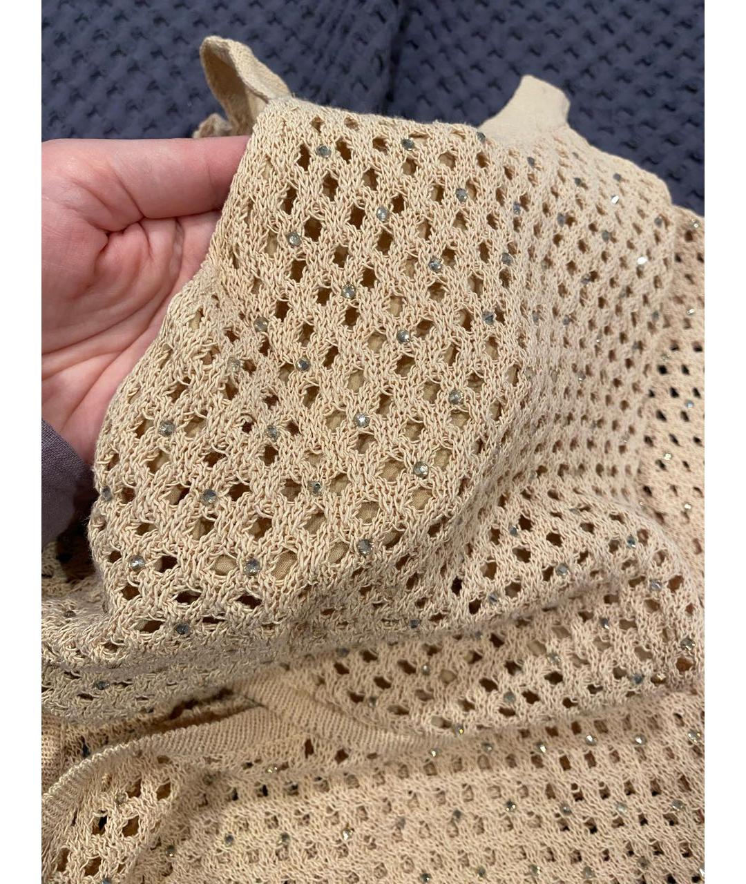 TWIN-SET Бежевое хлопковое повседневное платье, фото 3