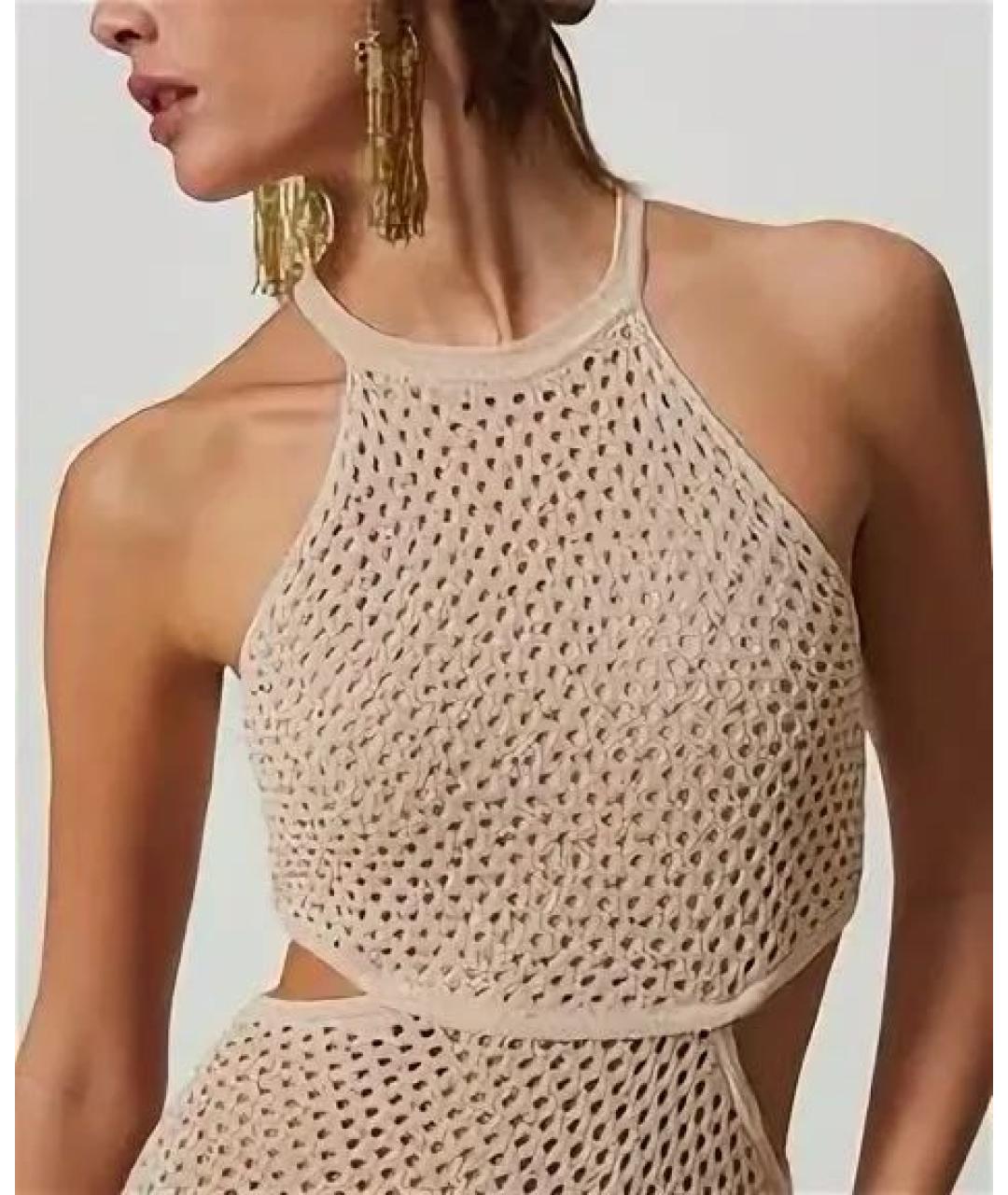 TWIN-SET Бежевое хлопковое повседневное платье, фото 4