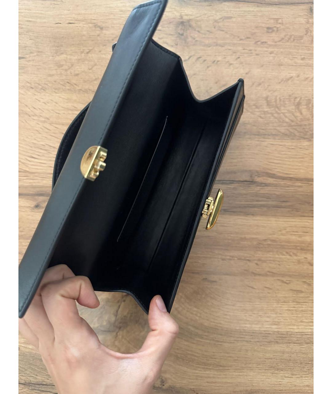 Savette Черная кожаная сумка с короткими ручками, фото 4